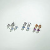 14k color gemstone round stone earrings 
