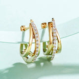 FANCIME U Shape Mini Cartilage 14K Yellow Gold Hoop Earrings Show