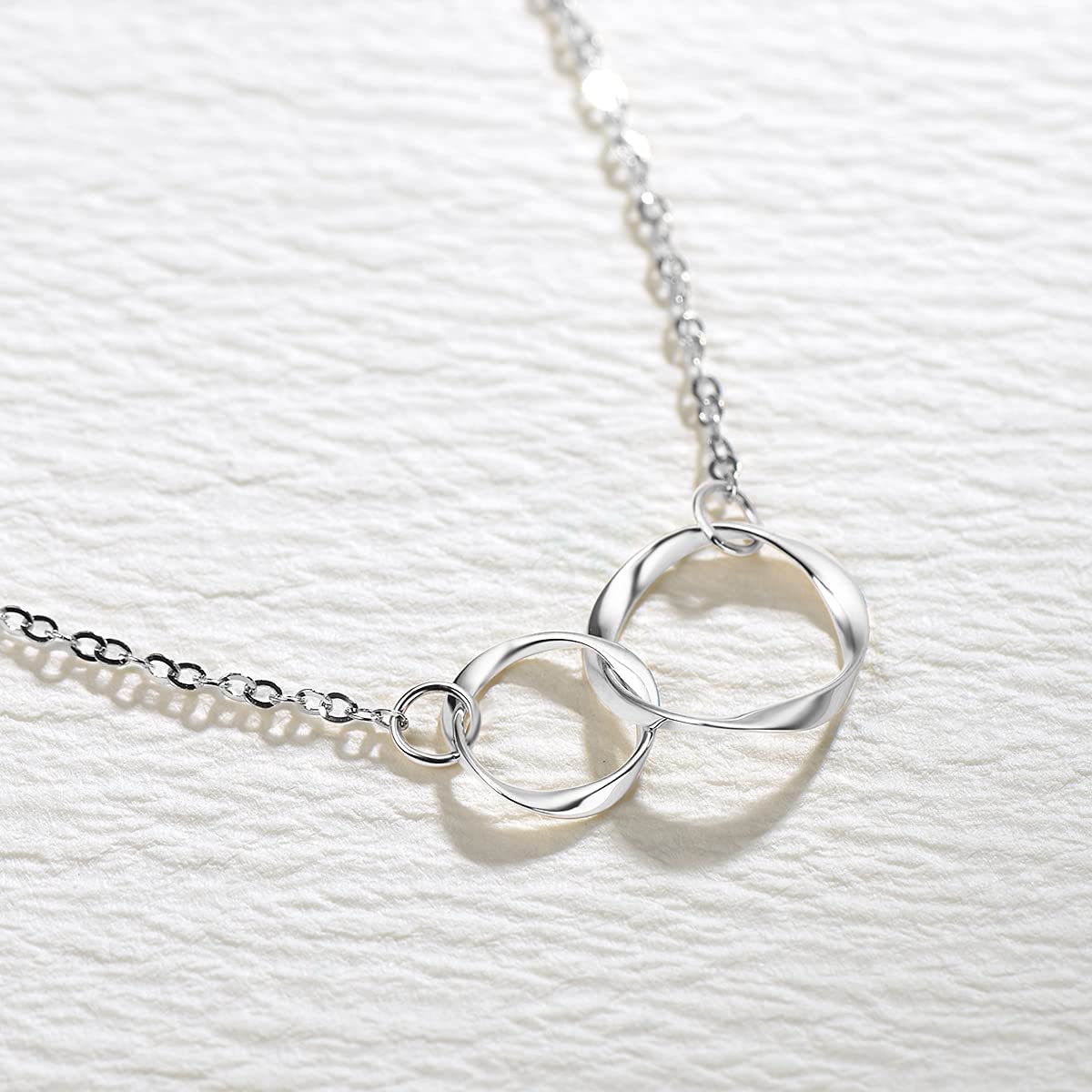 FANCIME Double Circles 14K Solid Gold Necklace White Main