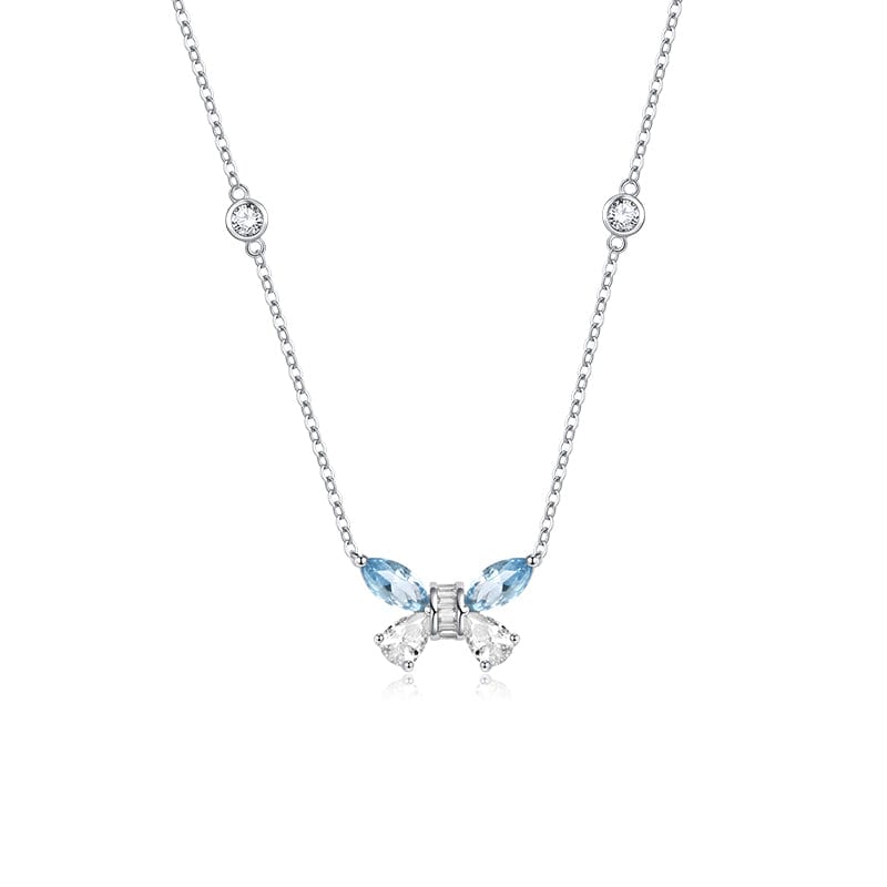 FANCIME "Azura" Sterling Silver Cut CZ Stones Butterfly Necklace Blue Main