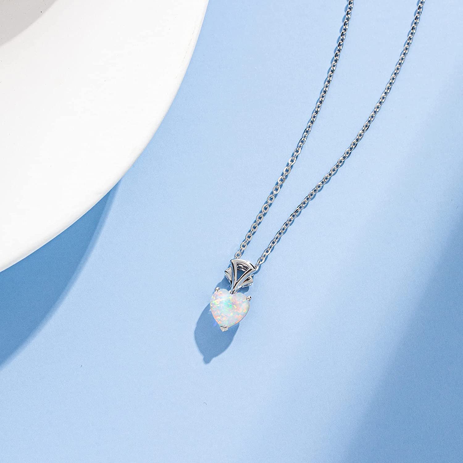 FANCIME Opal October Gemstone Sterling Silver Necklace Detail
