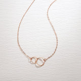 FANCIME Double Circles 14K Solid Gold Necklace Rose Full