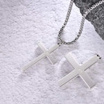 FANCIME Mens Beveled Cross Sterling Silver Necklace Back