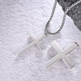 FANCIME Mens Beveled Cross Sterling Silver Necklace Back