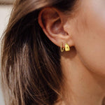 FANCIME Small Tapered 14K Yellow Gold Hoop Earrings Model