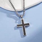 FANCIME Mens Black Bold Cross 925 Silver Pendant Show