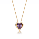 FANCIME Delicate Amethyst Heart February Birthstone 14K Gold Necklace Main