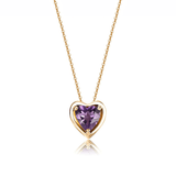 FANCIME Delicate Amethyst Heart February Birthstone 14K Gold Necklace Main