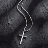 FANCIME Mens Beveled Cross Sterling Silver Necklace Full