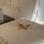 FANCIME "Yellow Cosmo" Diamond Butterfly 14K Yellow Gold Necklace Video