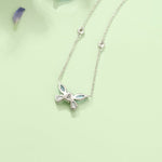 FANCIME "Azura" Sterling Silver Cut CZ Stones Butterfly Necklace Blue Back
