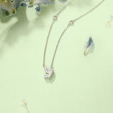 FANCIME "Aqua Joy" Sterling Silver Cut CZ Stones Flying Butterfly Necklace White Side