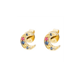 Yellow gold moon design fine jewelry earrings 
