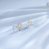 FANCIME 2.2CTTW Moissanite Flower 14K White Gold Stud Earrings Show