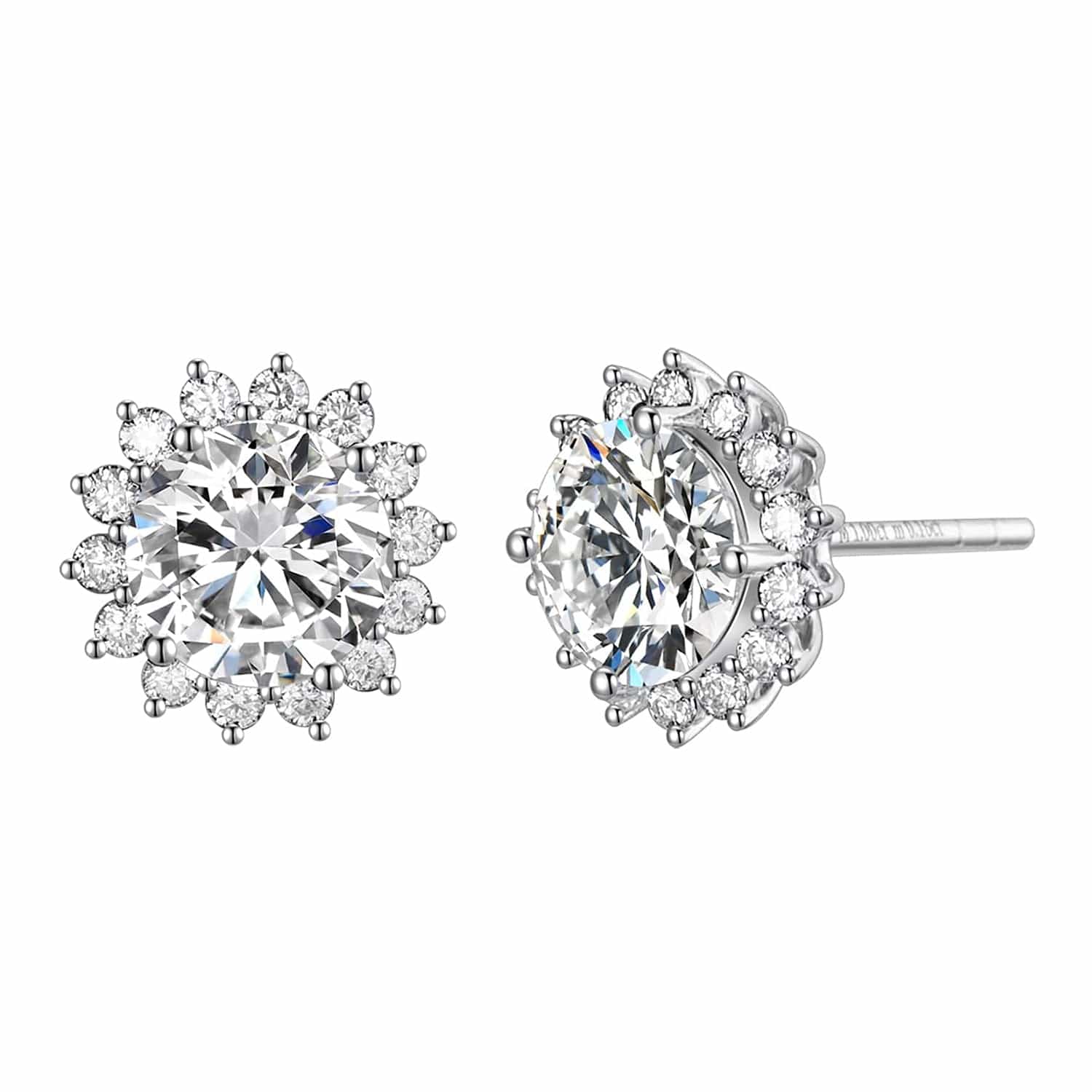 FANCIME 2.2CTTW Moissanite Flower 14K White Gold Stud Earrings Main