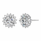 FANCIME 2.2CTTW Moissanite Flower 14K White Gold Stud Earrings Main
