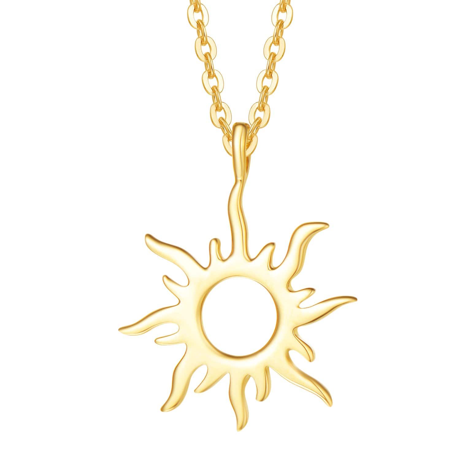 FANCIME Sun 14k Solid Yellow Gold Necklace Main