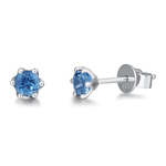 FANCIME "Little Daisy" Blue Topaz 14k White Gold Stud Earrings Main