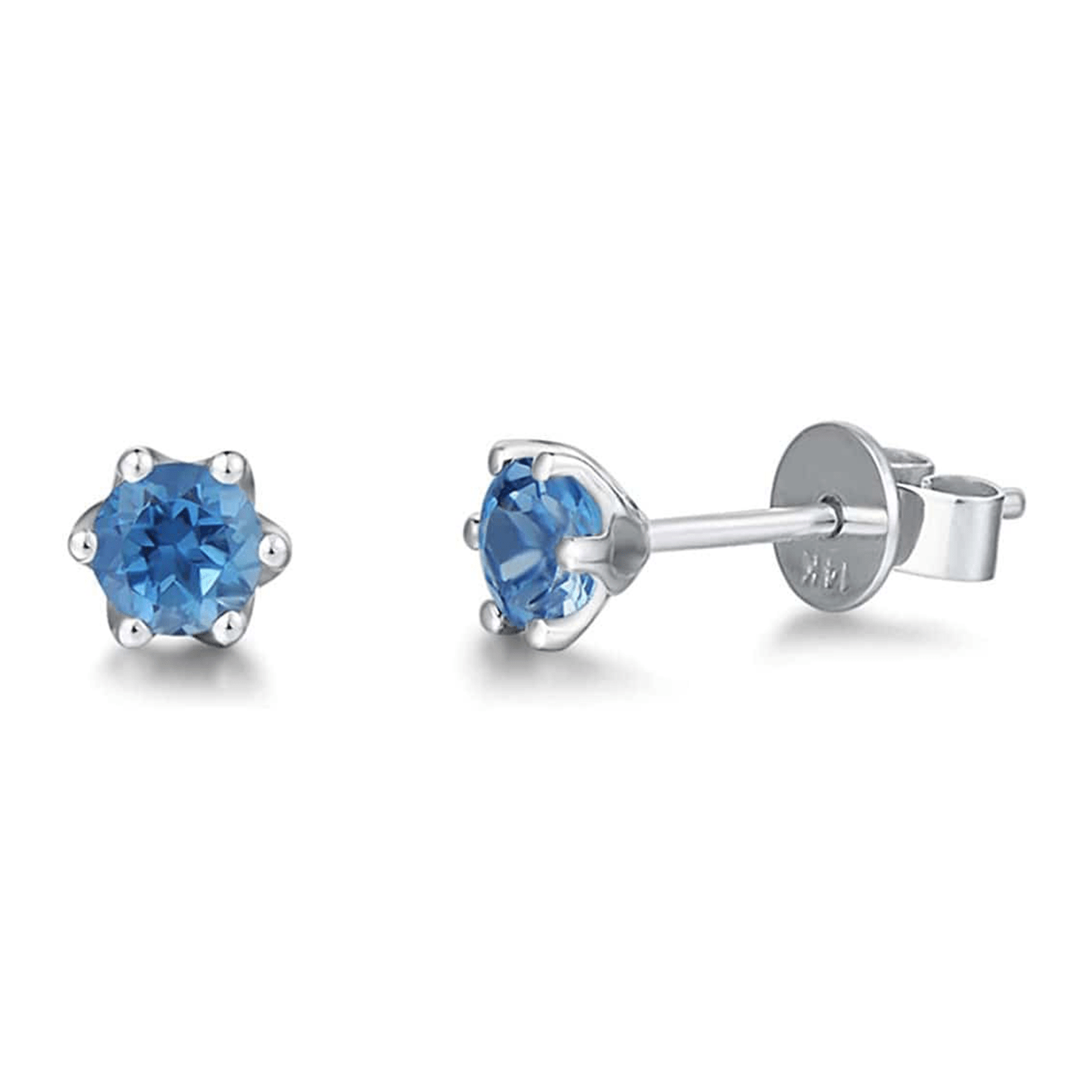 FANCIME "Little Daisy" Blue Topaz 14k White Gold Stud Earrings Main