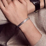 FANCIME FEARLESSNESS Mens Open Cuff Sterling Silver Bracelet Model