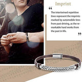 FANCIME FOOTPRINT Mens Leather Sterling Silver Bracelet Model