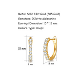 FANCIME Small Huggie 14K Yellow Gold Hoop Earrings Size