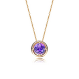 FANCIME Round Amethyst February Birthstone 14K Yellow Gold Necklace Main