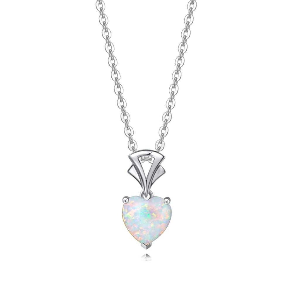 FANCIME Opal October Gemstone Sterling Silver Necklace Main