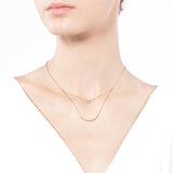 Double Chain Choker Layered Minimalist Diamond Necklace in 14k Yellow Gold