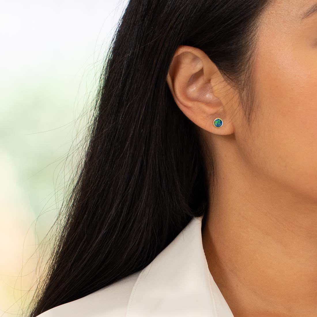 Everyday real black opal earrings in yellow gold