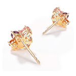 FANCIME 14K Solid Yellow Gold Multicolored Gemstone 1.4cttw Citrine/Topaz/Amethyst/Pink Tourmaline Stud Earrings For Women - FANCI ME