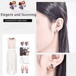 FANCIME 14K Solid Yellow Gold 2.6 Carat Multicolored Gemstone Genuine Citrine Topaz Amethyst Garnet Flower Stud Earrings for Women Girls 