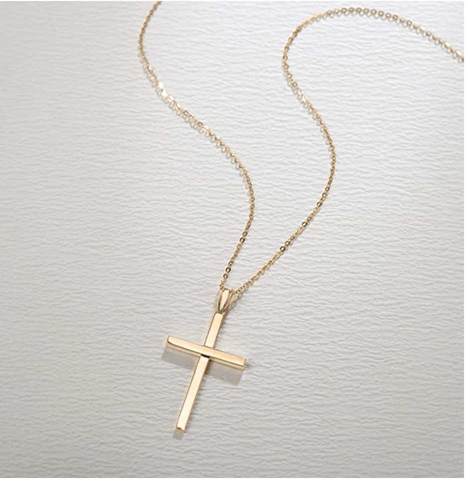 14K Yellow Gold Cross Pendent Necklace Gift Ideas