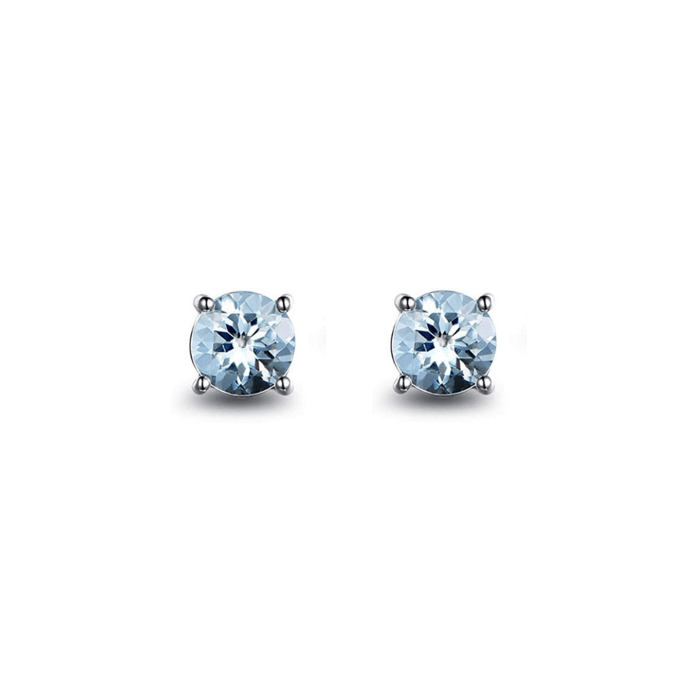 FANCIME Aquamarine 14k White Gold Stud Earrings Main