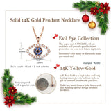 FANCIME Evil Eye 14K Solid Yellow Gold Necklace Size