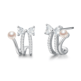 FANCIME "Sweet Pea" Bowtie Pearls Sterling Silver Earrings Main