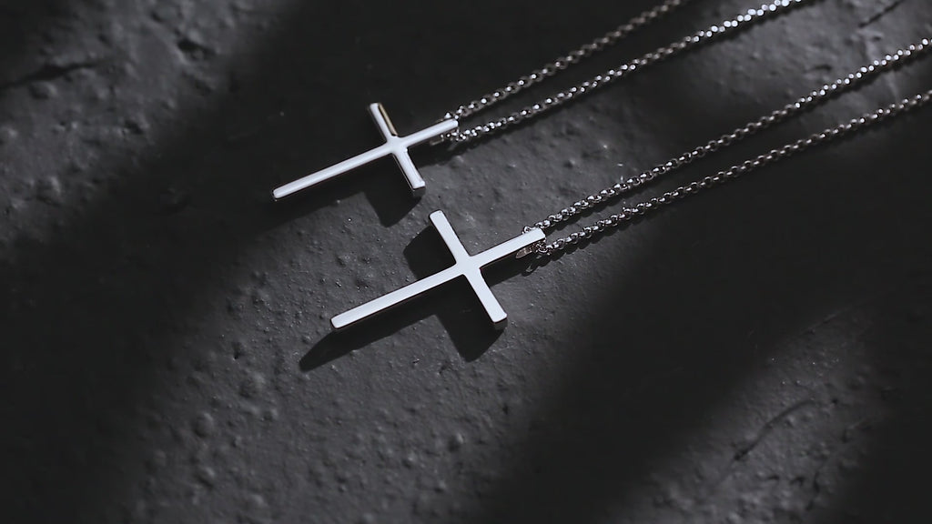 FANCIME High Polished Cross Sterling Silver Necklace Video