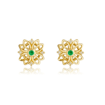 FANCIME "Felicia" Sun Flower 18K Yellow Gold Stud Earrings Main