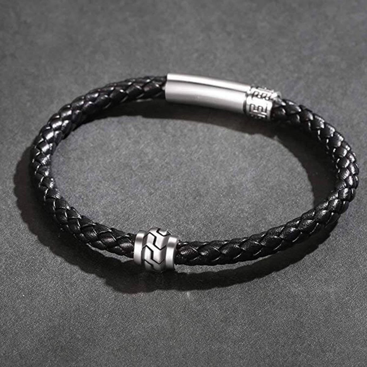 FANCIME PATH Mens Leather Sterling Silver Bracelet Show