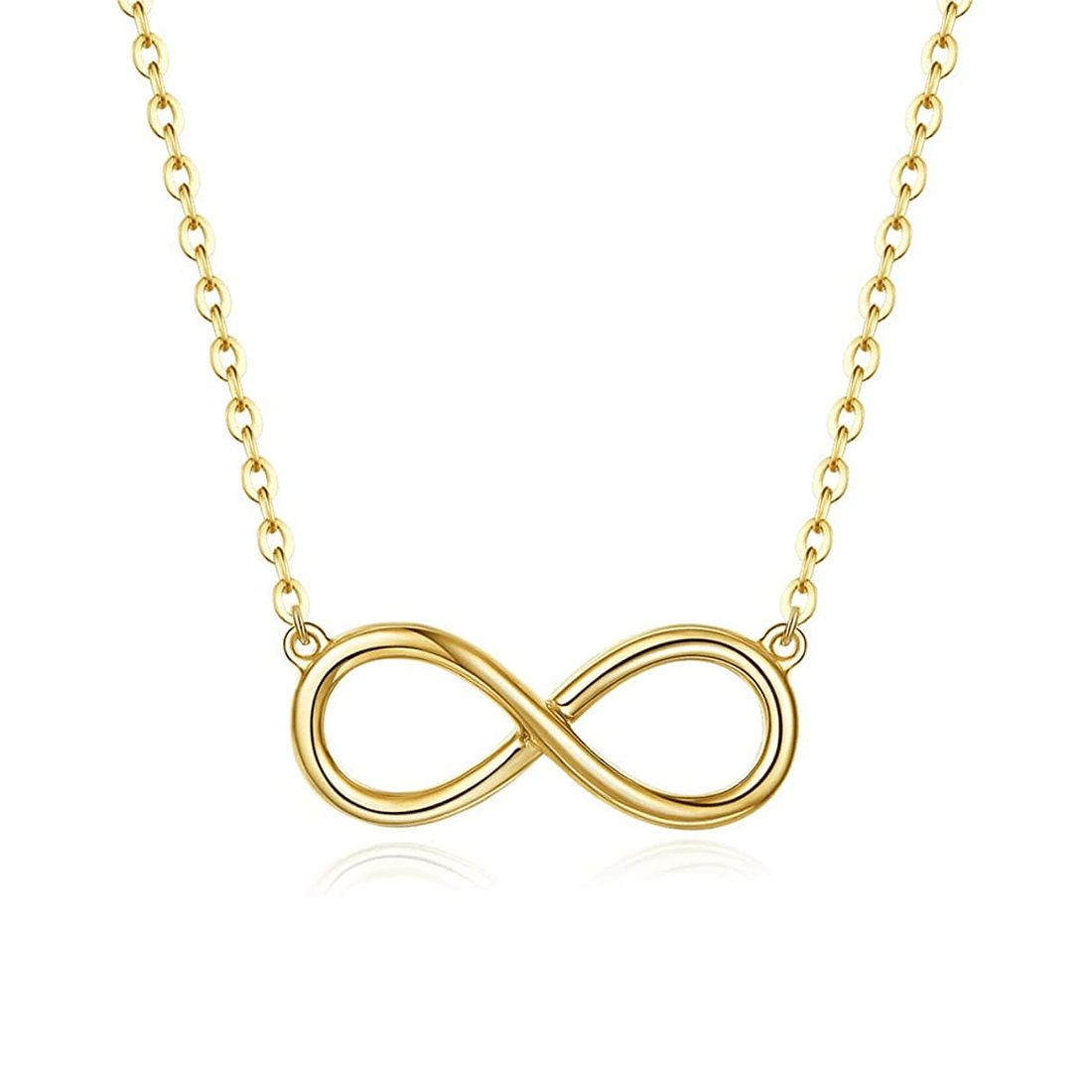 FANCIME "Ever Eternal" Shiny Infinity Symbol 14K Solid Gold Necklace Yellow Gold Main